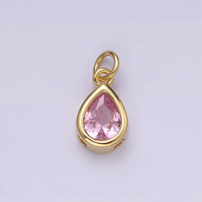 24K Gold Filled 15mm CZ Teardrop Bezel Charm in Gold &amp; Silver | N1625 - N1647