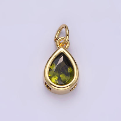 24K Gold Filled 15mm CZ Teardrop Bezel Charm in Gold &amp; Silver | N1625 - N1647