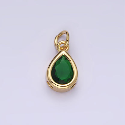 24K Gold Filled 15mm CZ Teardrop Bezel Charm in Gold &amp; Silver | N1625 - N1647