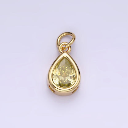 24K Gold Filled 15mm CZ Teardrop Bezel Charm in Gold &amp; Silver | N1625 - N1647