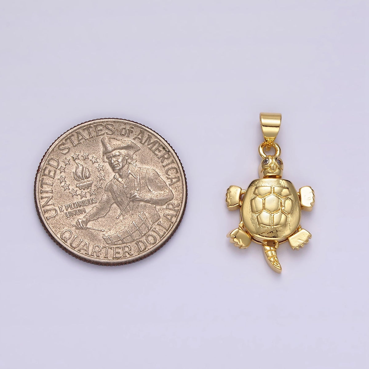 14K Gold Filled CZ Eye Turtle Tortoise Ocean Animal Pendant | N1910