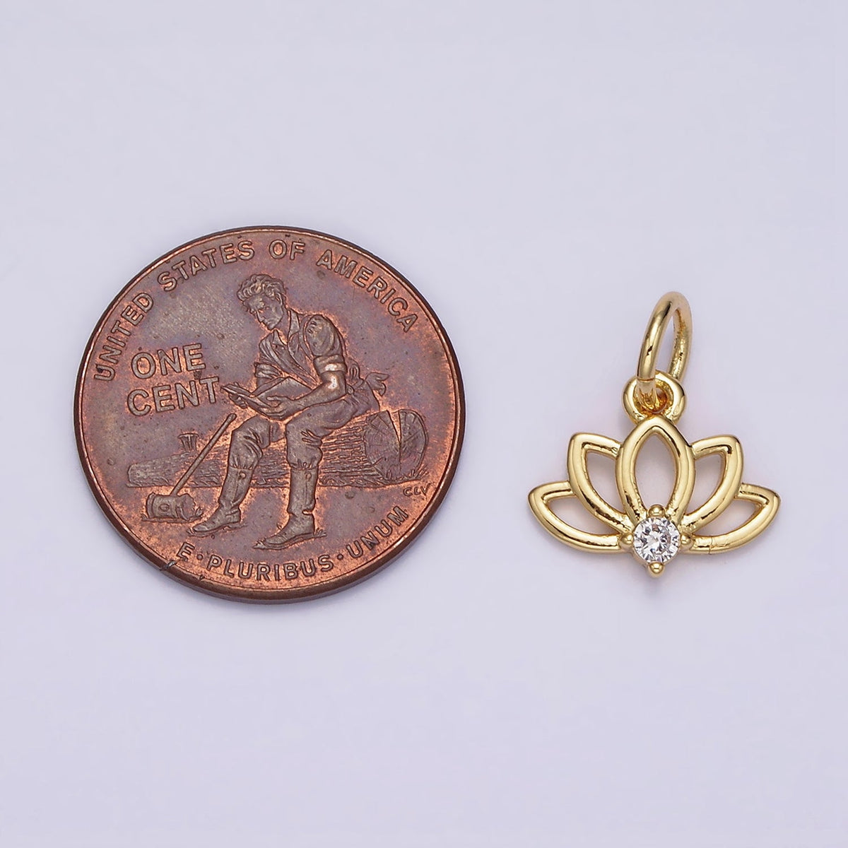 16K Gold Filled Clear CZ Open Lotus Flower Add-On Charm | N-977