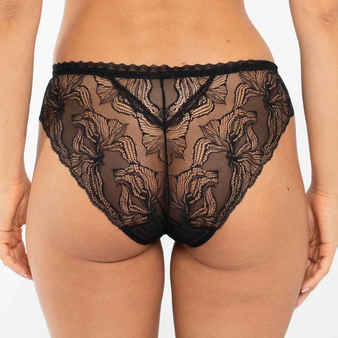 Samanta Nyks Black Sheer Mesh Polka Dot Bikini Panty