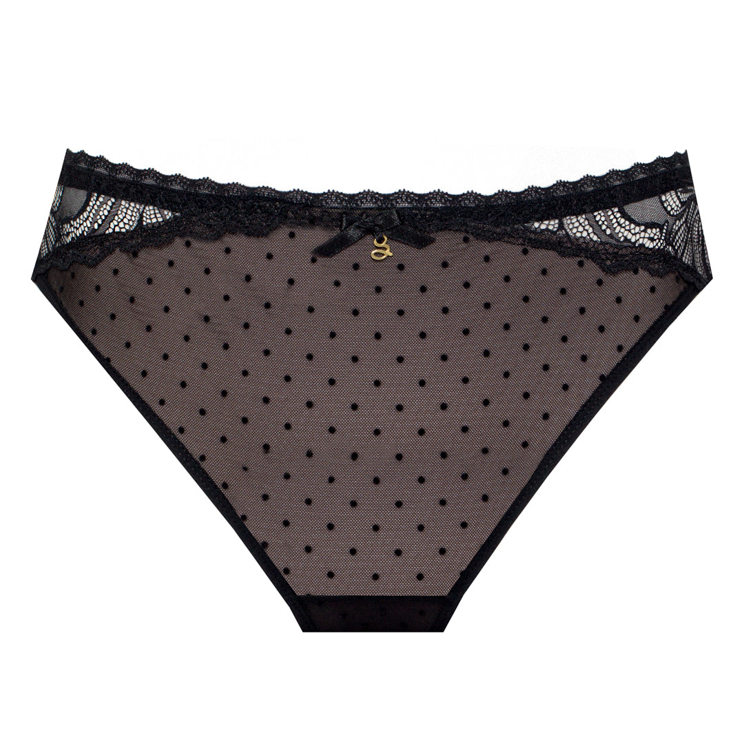 Samanta Nyks Black Sheer Mesh Polka Dot Bikini Panty