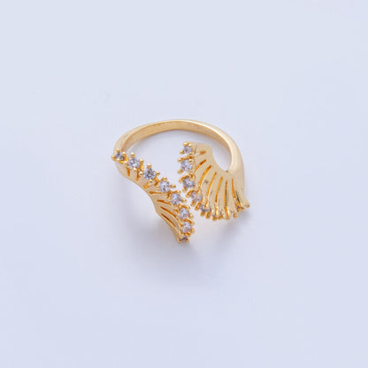 18K Gold Filled Micro Paved Multiple Fan Wrap Claw Ring | O2019
