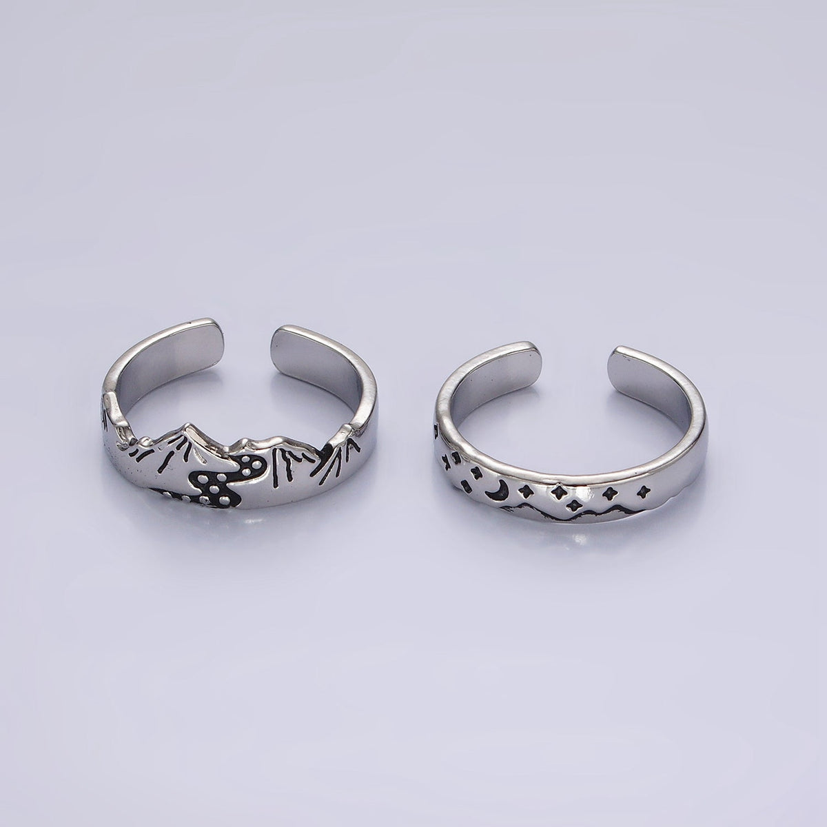 14K Gold Filled Valley River Starry Night Band Ring Set in Silver &amp; Gold | O1068 O1069