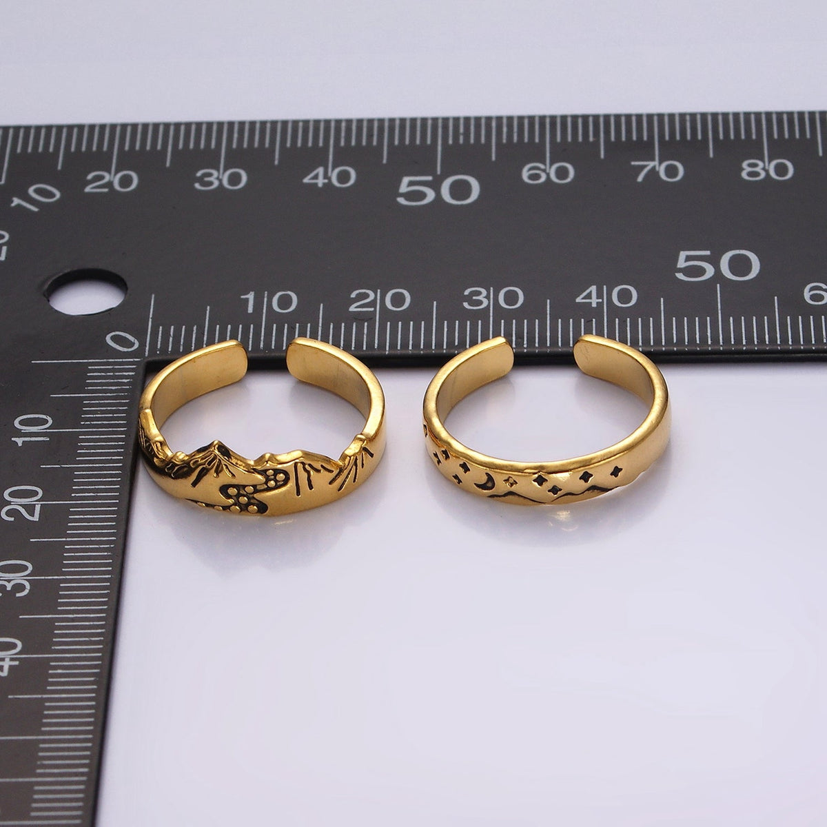 14K Gold Filled Valley River Starry Night Band Ring Set in Silver &amp; Gold | O1068 O1069