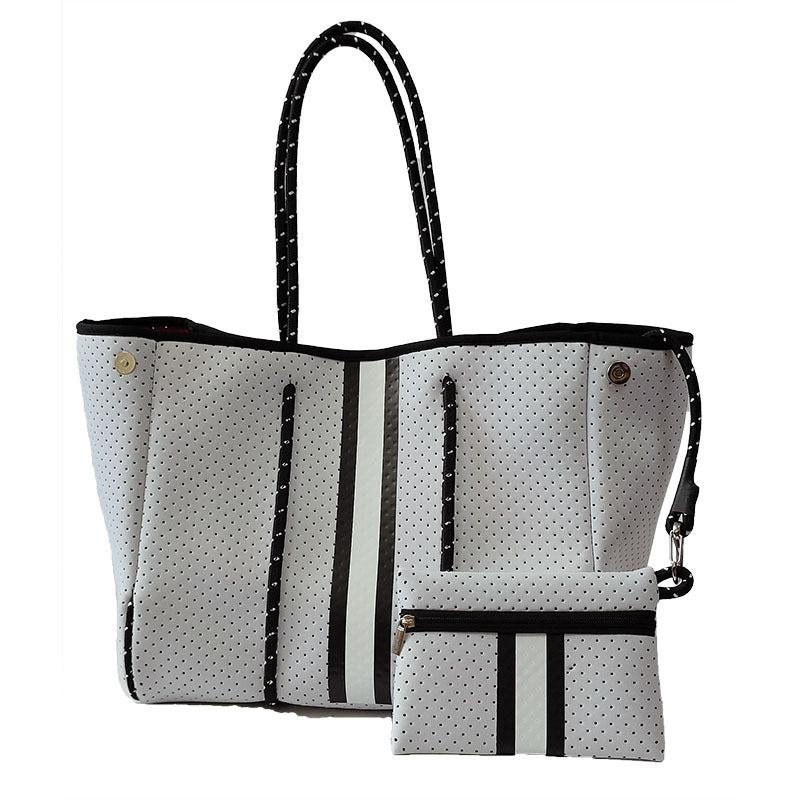 Neoprene Perforated Tote Set – Mother-Child Beach Bag, Water-Resistant Gym &amp; Swim Duffle