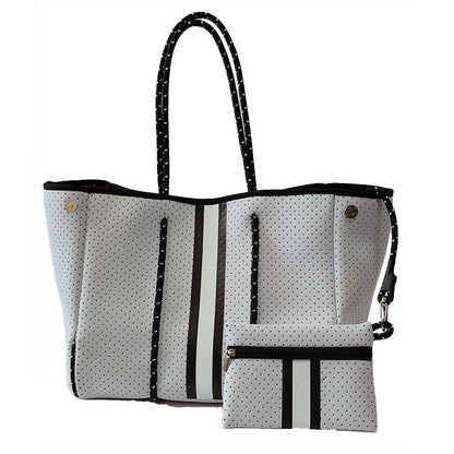 Neoprene Perforated Tote Set – Mother-Child Beach Bag, Water-Resistant Gym &amp; Swim Duffle