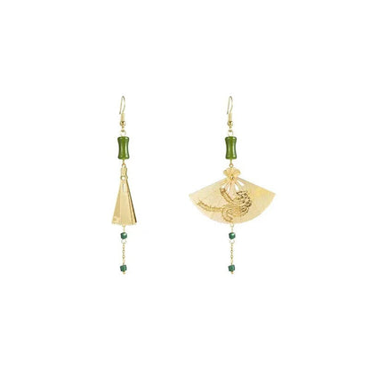 Bamboo Fan Tassel Earrings