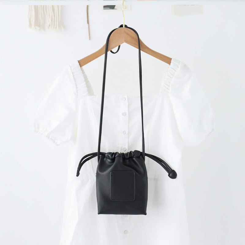 Soft PU Cute Mini Mobile Phone Bag - Fashionable Pleated Shoulder Women&
