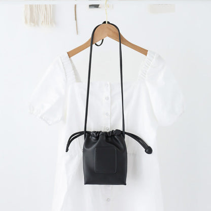 Soft PU Cute Mini Mobile Phone Bag - Fashionable Pleated Shoulder Women&