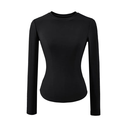Hourglass Waist Long Sleeve T-Shirt beige