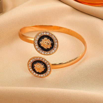 Trendy Lion Head Studs Necklace Ring Set for Women Daily &amp; Party