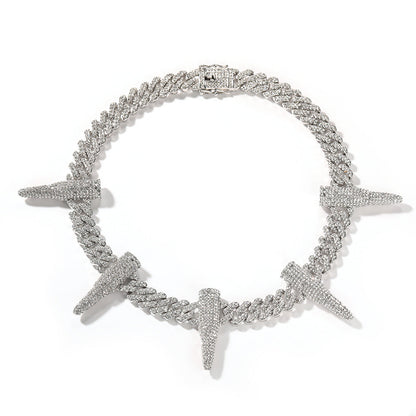 Hip-hop diamond-encrusted black panther necklace