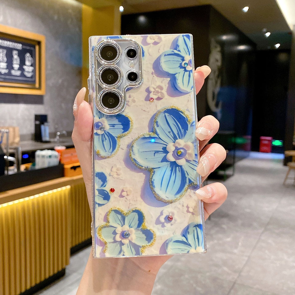Luxury Rhinestone Flower Phone Case