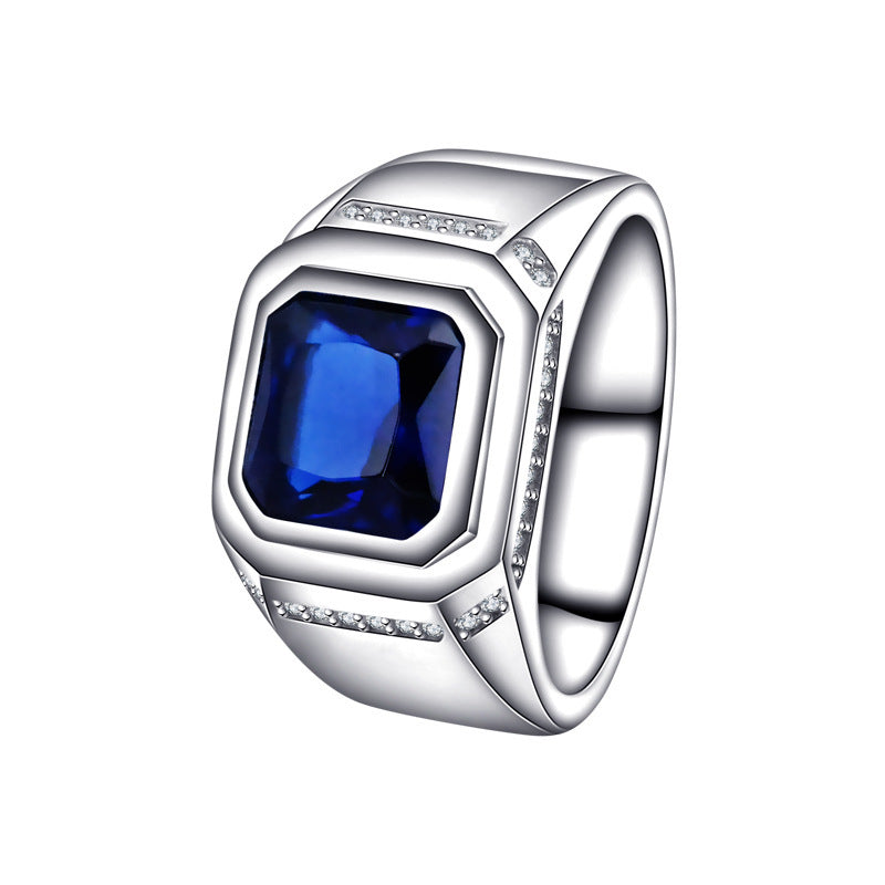 S925 Sterling Silver Blue Gemstone Women&
