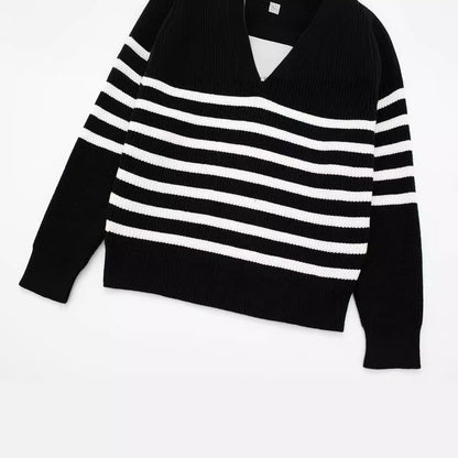 Casual All-match Open Collar Wool Sweater