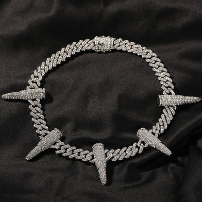 Hip-hop diamond-encrusted black panther necklace
