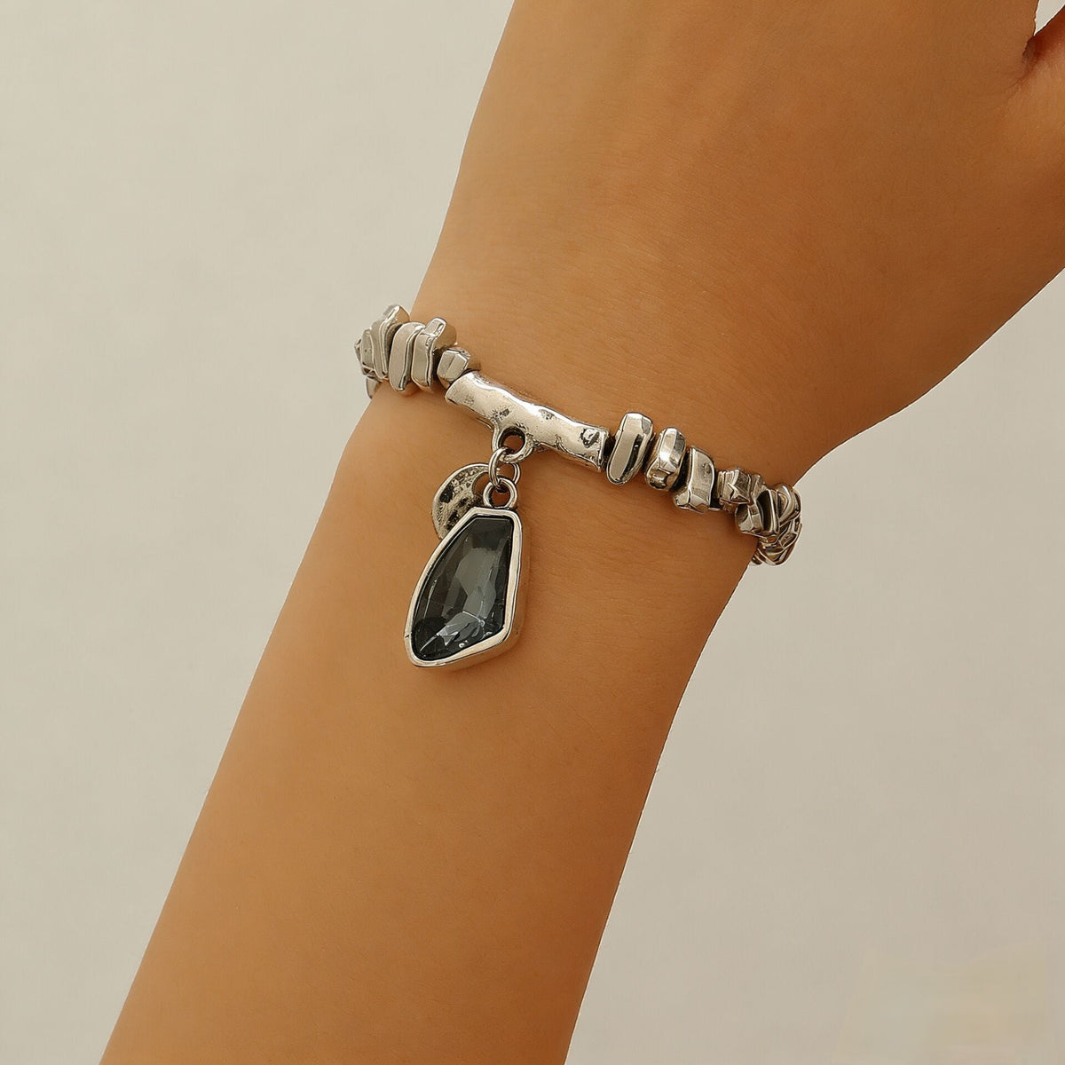 Luxury Irregular Acrylic Black Diamond Pendant Necklace &amp; Bracelet Set Women Autumn Winter