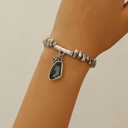 Luxury Irregular Acrylic Black Diamond Pendant Necklace &amp; Bracelet Set Women Autumn Winter