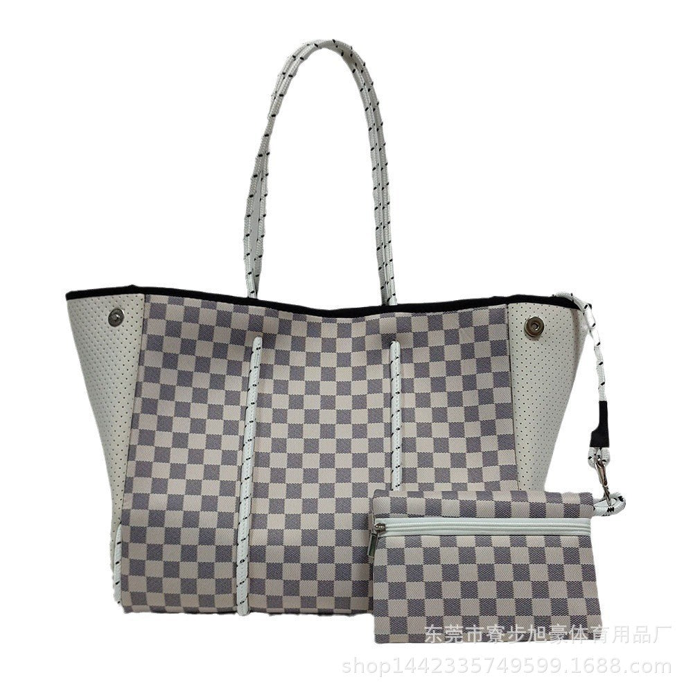 Neoprene Perforated Tote Set – Mother-Child Beach Bag, Water-Resistant Gym &amp; Swim Duffle