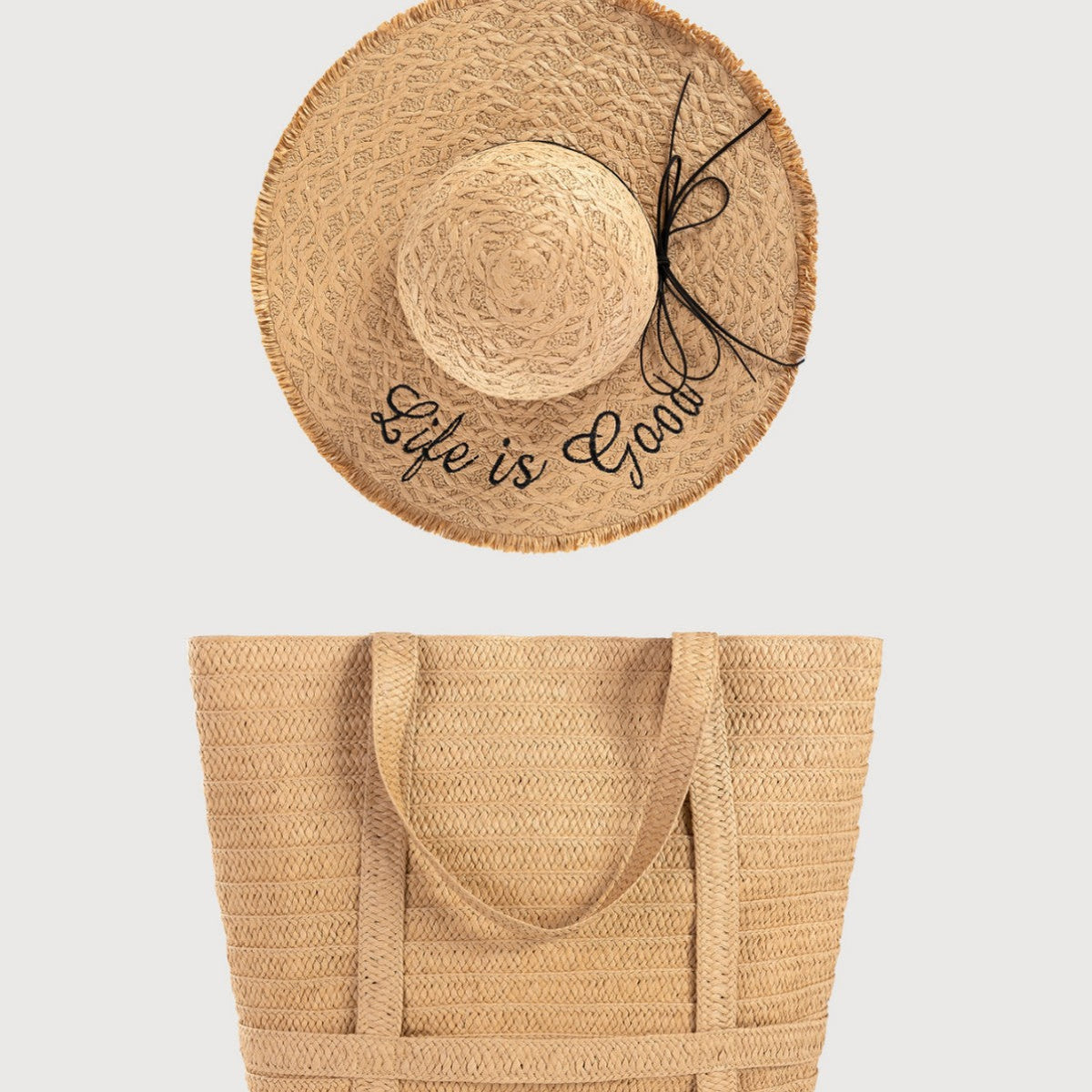 Straw Bag with Matching Hat – Vacation Woven Set, Women’s Beach Tote &amp; Sun Hat Duo