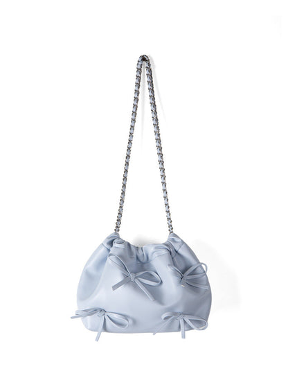Commuter versatile chain bag, bow soft leather crossbody bag women, spring fashion shoulder crossbody bag