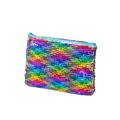 Mermaid sequined pencil case, two-color stationery storage bag, portable cosmetics change purse, small purse