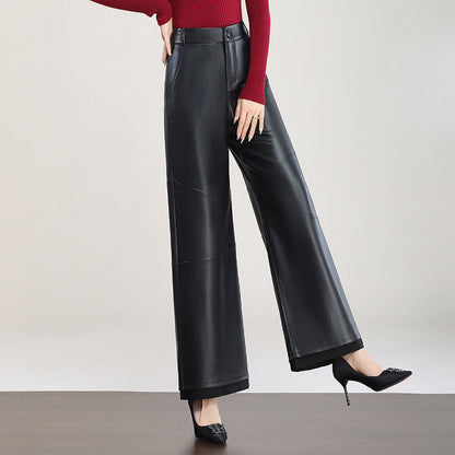 High-Waist Faux Leather Wide Leg Pants