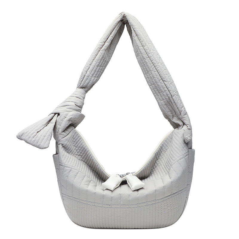 Elegant Folded Hobo Bag Ladies - Lightweight Large Capacity Shoulder Bag &amp; Casual Cloth Crossbody Bag