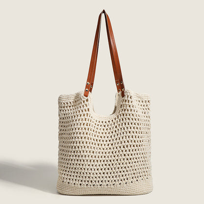 Hobo bag hand-woven, bag casual versatile slouchy bag, seaside vacation beach bag, large capacity shoulder bag