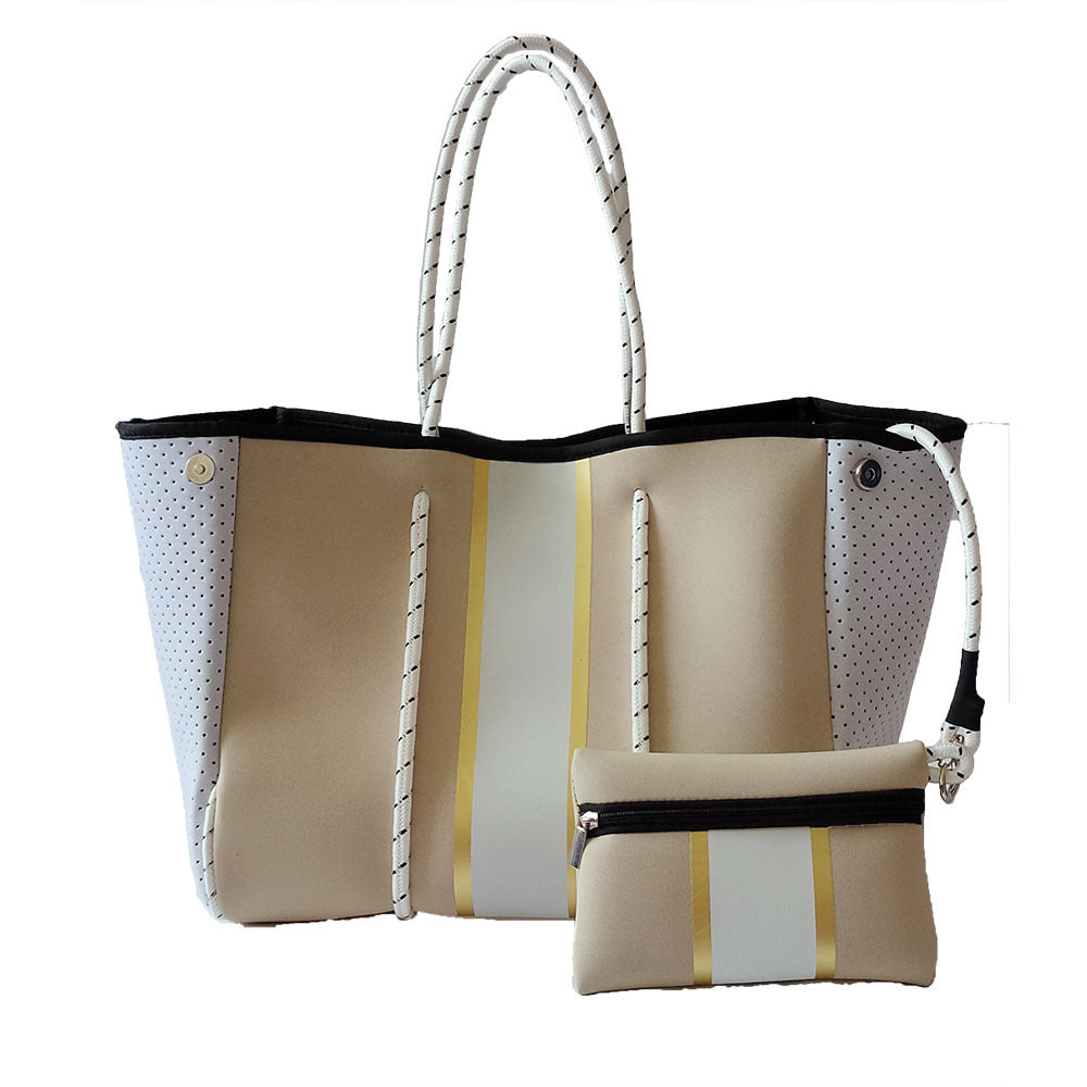 Neoprene Perforated Tote Set – Mother-Child Beach Bag, Water-Resistant Gym &amp; Swim Duffle
