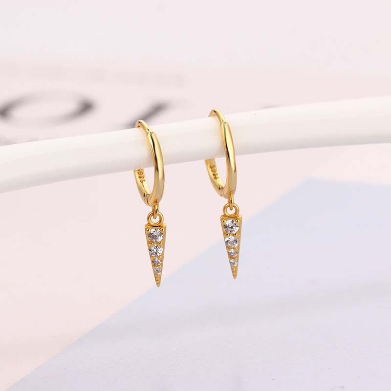 Flash Diamond Triangle Cone Earrings - Punk Style Women&