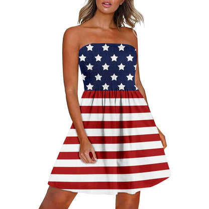 Printed Chest Wrap Dress Summer 3d Dress