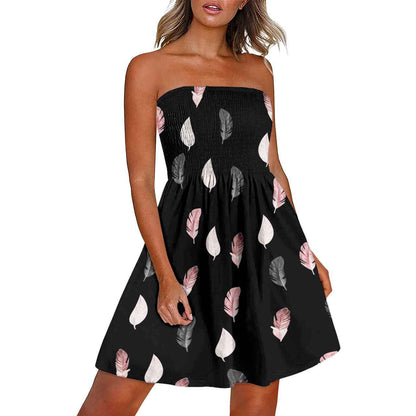 Printed Chest Wrap Dress Summer 3d Dress