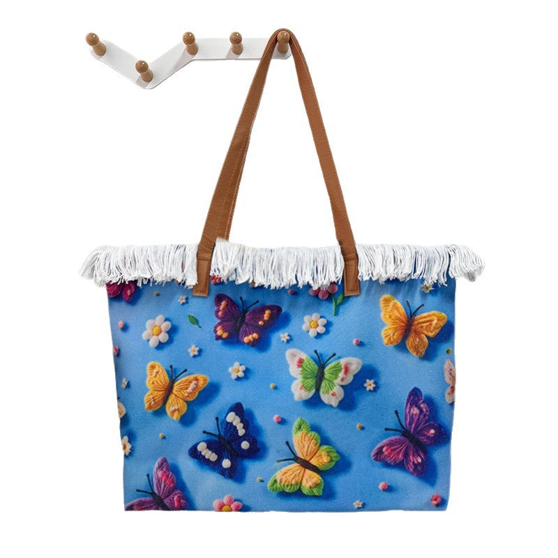 3D Print Fringe Bag – Reversible Large Beach Tote, Women&