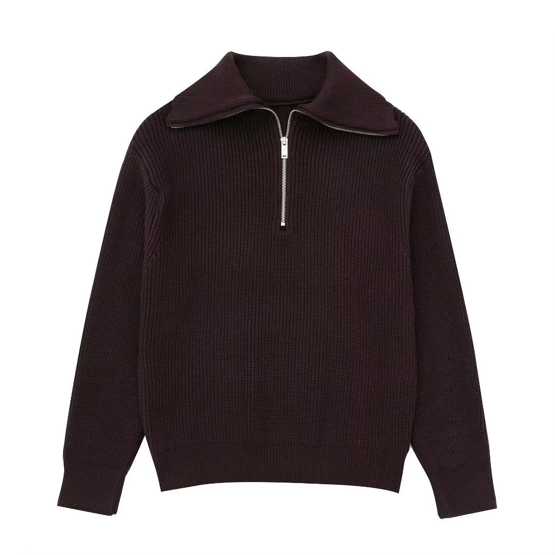 Casual All-match Open Collar Wool Sweater