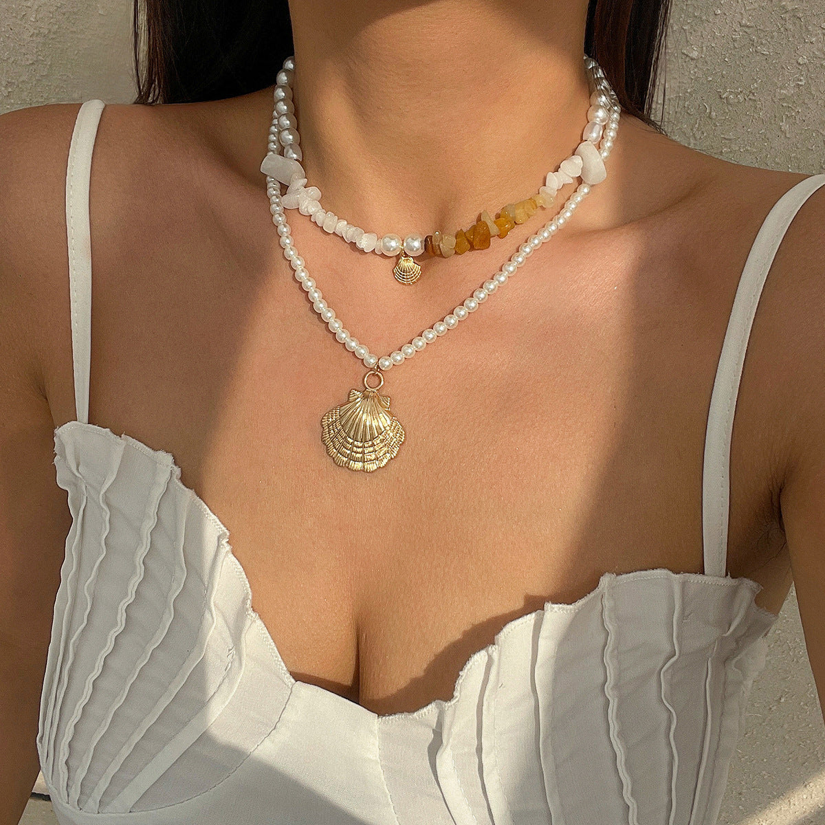 starfish necklace pearl shell necklace