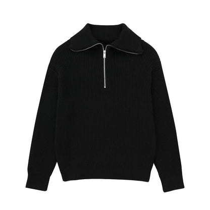 Casual All-match Open Collar Wool Sweater
