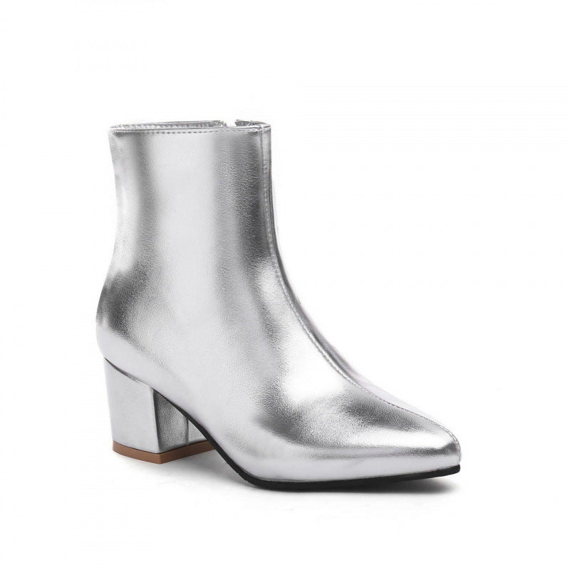 Chunky Heel Ankle Boots with Zipper