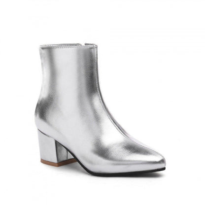 Chunky Heel Ankle Boots with Zipper