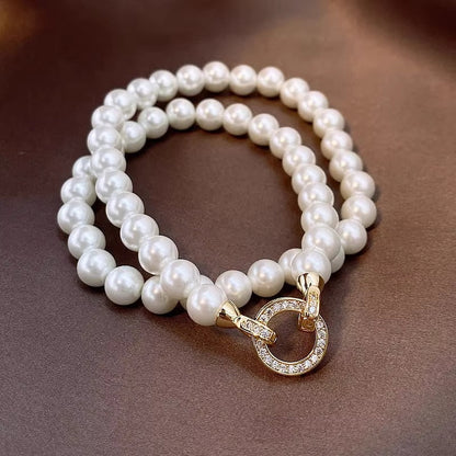 day collar large pearl inlaid zircon necklace