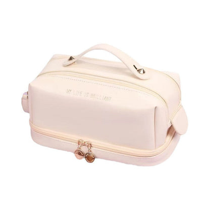 Double layer double zipper makeup bag for women,Large capacity women&