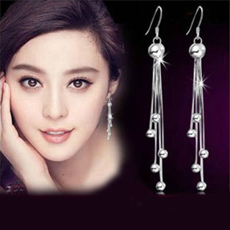 Long Beaded Fringe Earrings