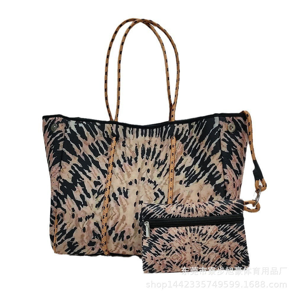 Neoprene Perforated Tote Set – Mother-Child Beach Bag, Water-Resistant Gym &amp; Swim Duffle