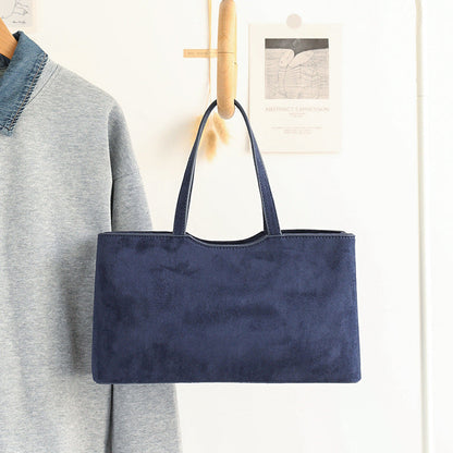 Retro Simple Handbag - Versatile Suede Baguette Bag for Fashionable Shoulder Hobo Style