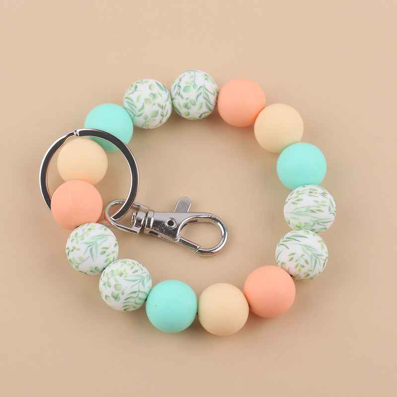 Silicone Beads Cow Sunflower Keychain Accessories, Creative Pendant Bracelet Bracelet Keyring Female