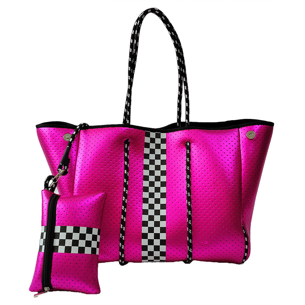 Neoprene Perforated Tote Set – Mother-Child Beach Bag, Water-Resistant Gym &amp; Swim Duffle