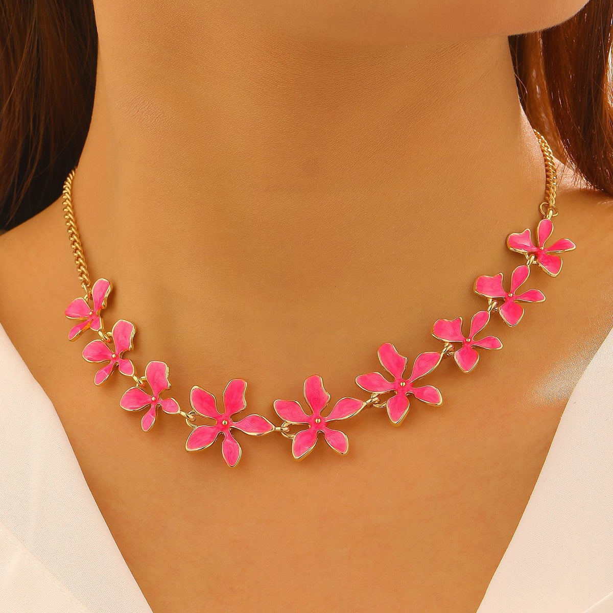 Fashion Geometric Flower 3D Vacation Style Necklace &amp; Bracelet Set
